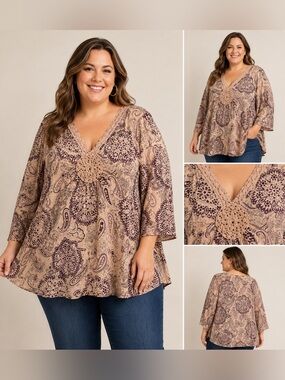 Vintage Boho Just Class Brand Cotton Tunic Top Size 18/20 Made in India